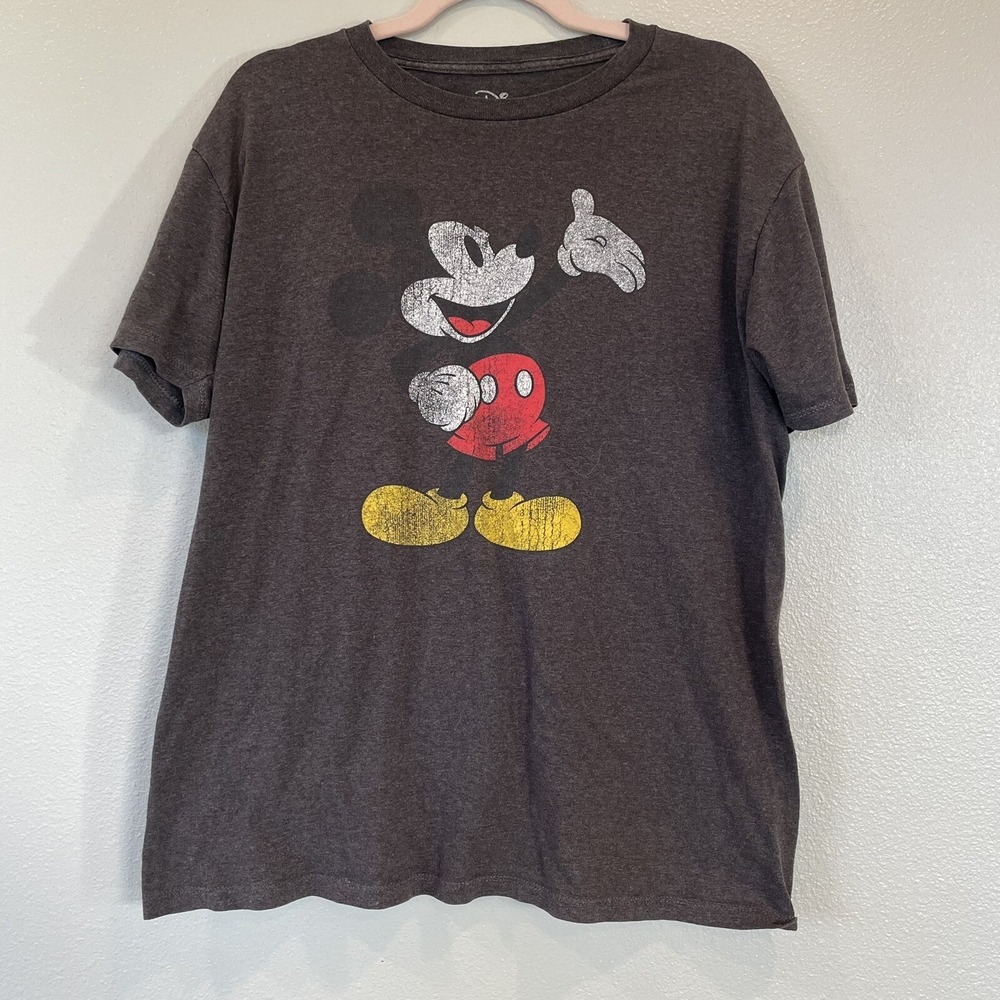 Disney‎ Brown Mickey Mouse T-shirt Size Large Walt Disney World Top